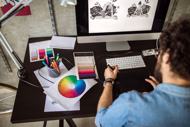 Digital Artist Working At Home Handsome Young Man Working In Comfort of His Home